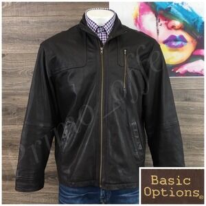 Basic Options Mens‎ Leather Jacket Biker Size L Brown Motorcycle